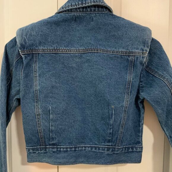 Missguided Denim Cropped Shoulder Pads Jacket Size 4 New - Picture 10 of 13